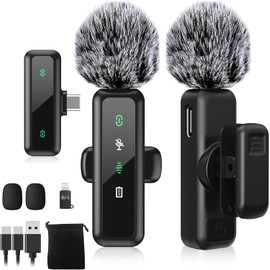 Lavalier Microphone Wireless Mini Mic for Type-C Android Phone/Tablet/PC Video Recording Clip-on Mics with Rotatable Clip&Denoise Recording, Ideal for Vlog Tiktok Youtube Podcast Content Creator(H63）