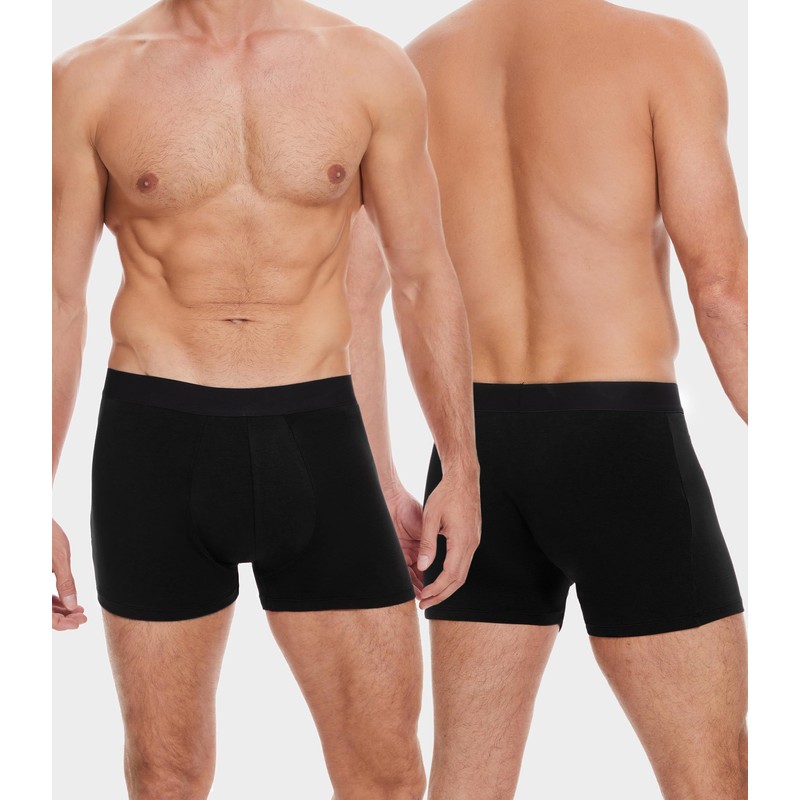 FORVEVO Men's Incontinence Underwear, Black Boxer Brief with Protective Pads,