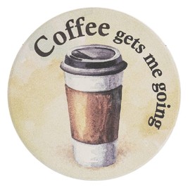 Ganz Coffee Gets Me Going Car Coaster, 3-inch Diameter, Dolomite