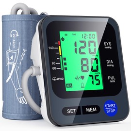 Blood Pressure Monitors for Home Use, Digital Blood Pressure Machine with 3-Color Backlit Hypertension Display, Upper Arm Large Cuff (8.7"-16.5" Adjustable) 2x99 Memory,Easy to use/Travel Black