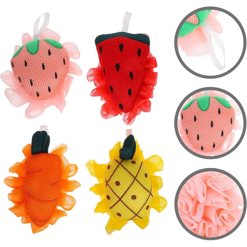 Esponjas vegetales en forma de fruta – 4 piezas reutilizables