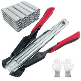 Socpuro C Clips Hog Ring Pliers Kit, with 2500 Pcs Steel Hog Rings, Fencing Plier Staple Gun Cage Clamp for Animal Pet Cages Fencing Upholstery Furniture