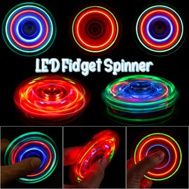Gigilli Fidget Spinners 2 Pack, LED Light Up Fidget Toys for Kids and Adult, Christmas Goodie Bag Stocking Stuffers Glow in The Dark Sensory Toys, Classroom Prizes Birthday Return Gift for Kids 4-8-12