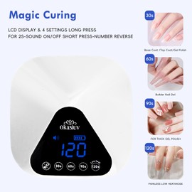 Metal Mirror Base Cordless Nail Dryer, Gel Polish Curing Light with 4 Timers