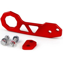 Towing Hook, Universal Aluminum Alloy Car Rear Bumper Tow Bar Tow Bar Fits Most Car Models (Red)