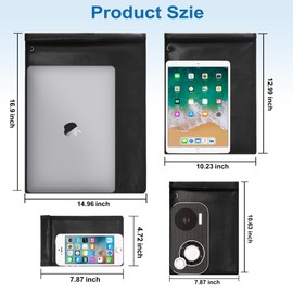 Faraday Bag 4 Pack – Waterproof & Fireproof Signal Blocking Pouch for Laptop, Tablet, Phone, Car Key – Anti-Theft & Anti-Tracking Faraday Cage Sleeve