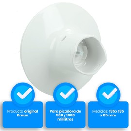 ANAKEL HOME Replacement lid for chopper BR67050135, compatible with Braun choppers with 500 and 1000 ml, plastic, white, 135 x 135 x 85 mm, tip in cup: diameter 12.9 mm