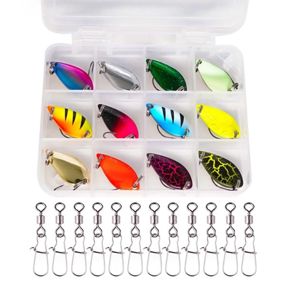Vasemele 12 Pieces 2.5 g Trout Bait Fishing Trout Spoon