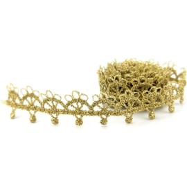 4 Yard Embroidery Lace Trim Water Soluble Lace Ribbon Gorgeous Edging Fabric Sewing Embossed Accessory Clothes Decor for Wedding Bridal Dress DIY Craft Costume (Golden, 4 Yard)