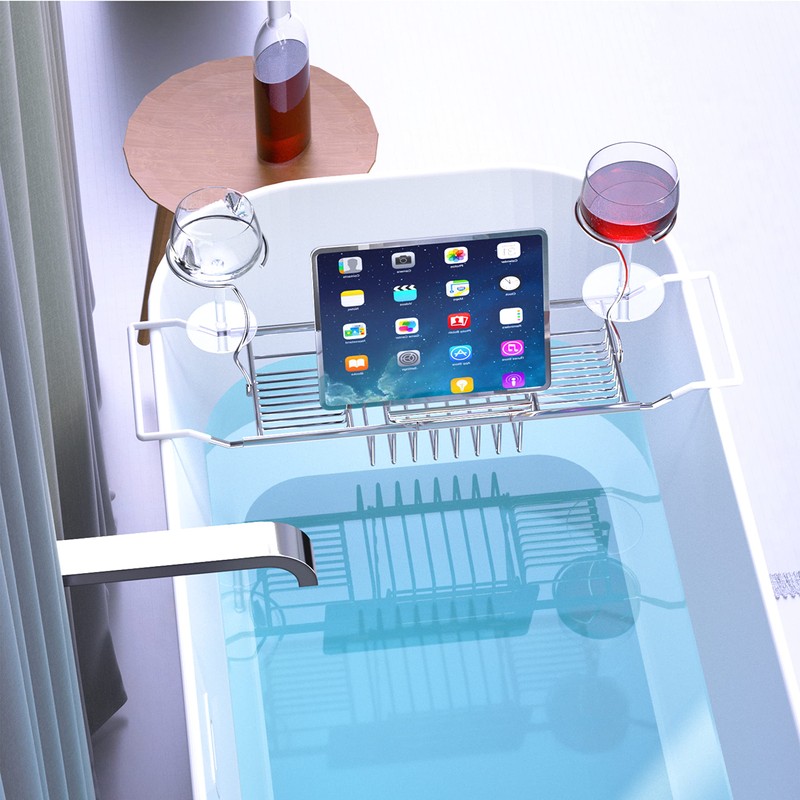 Bathtub Tray Caddy,Expandable Bathtub Shower Caddy,Adjustable Organizer Tray for Bathroom,Luxury