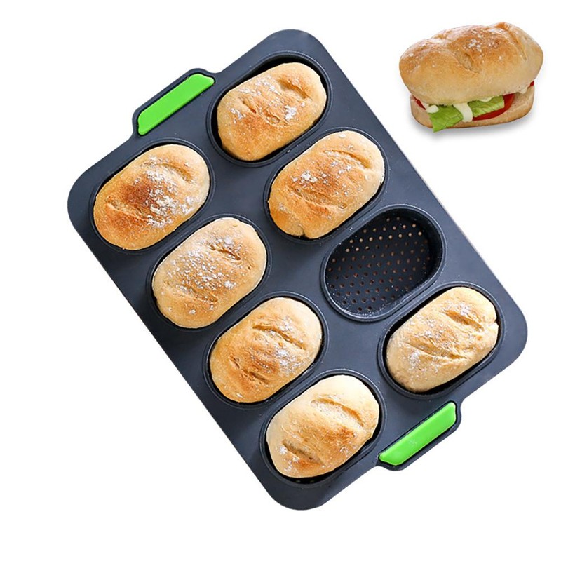 Silicone Bread Mold French Baguette Baking Tray with Oil Brush