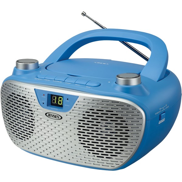 JENSEN CD-485-BL CD-485 1-Watt Portable Stereo CD Player with AM/FM Radio (Blue)