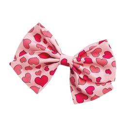 Pink Hearts Valentine's Day hair Bows, Toddler hair accessories, Cute baby girl Bows, hair clips or headbands, Made in USA (Classic 4.5 in Clip Left)