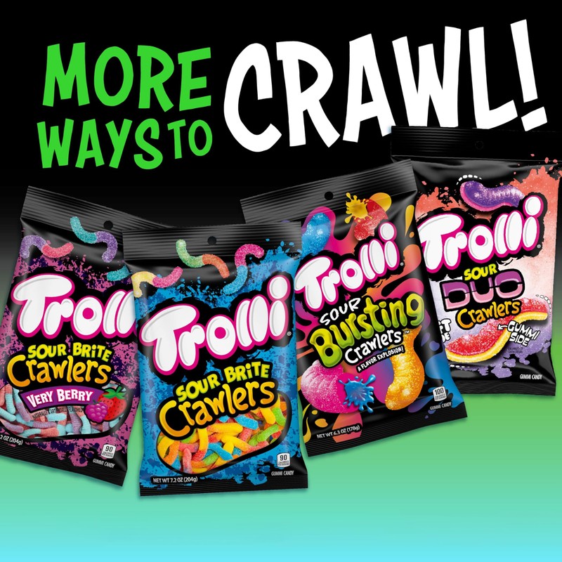 Trolli Electric Crawlers, Sour Gummy Candy, 4.25 Ounce Bags (Pack