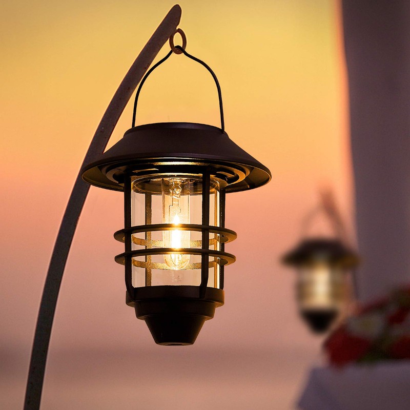 Solar Lantern Outdoor Lights, Hanging Waterproof Lantern Lights with Wall