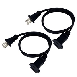 Extension Cord 3 Feet, Short Small AC Power Cord 2 Prong, 18 AWG Power Cable for Indoor Use, Male to Female Extension Cord, NEMA 5-15P to NEMA 5-15R, Black 2 Pack