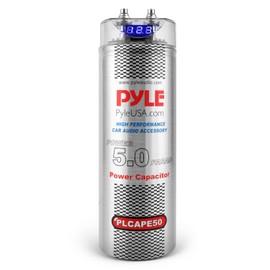 Pyle 5.0 Farad Condensador de Potencia Digital para Coche. Lectura de Voltaje, Protección Sobretensión. Compatible con CC 12-24V. Montaje en Hardware