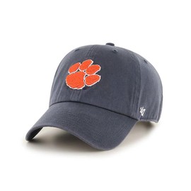 47 Clemson Tigers Mens Womens Clean Up Adjustable Strapback Vintage Navy Hat with Team Color Logo
