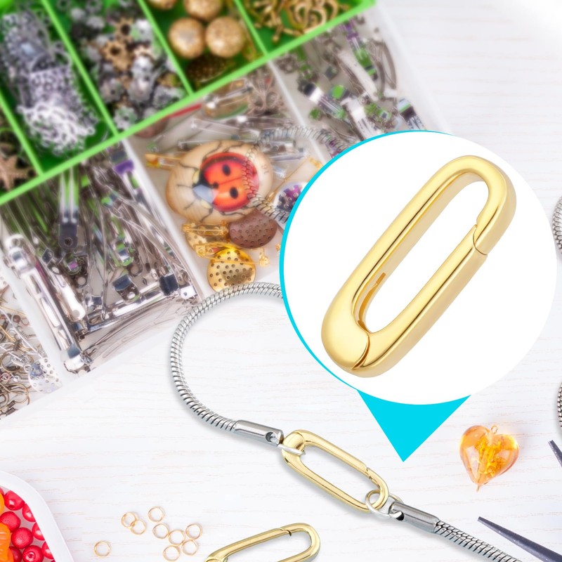 Winsyison 2pcs 18K Gold Plated Oval Necklace Connector, Brass Wedding