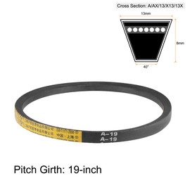 sourcing map 2 x A19 V-belt, A profile, rubber drive belt, 19 inch pitch length