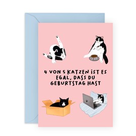 Central 23 Funny Birthday Card For Her - 4 of 5 Cats - Pink Greeting Card for Pet Owners - Cats - Birthday Card for Women Men - Girls, Sister, Girlfriend