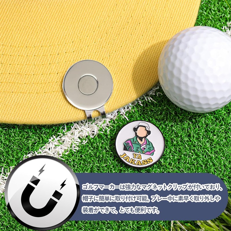 Vitalux マグネット式 ゴルフマーカー 3個セット ハットクリップ付き かわいいデザイン 磁気ボールマーク ゴルフ用品 父の日プレゼント