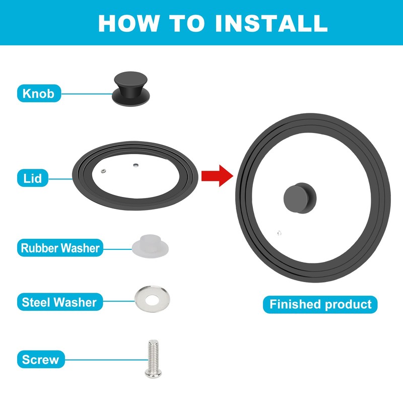 Universal Lids for Pots, Pans and Skillets, Fits 7", 8",