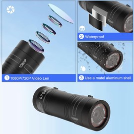 Fahrrad-Motorradhelm-Kamera, 1080P 120-Grad-Weitwinkel--Sport-Video-Action-Kamera, Tragbare Wasserdichte Motorrad-Dashcam mit Mikrofon, 750-mAh-Akku, für Autolenker Mountain