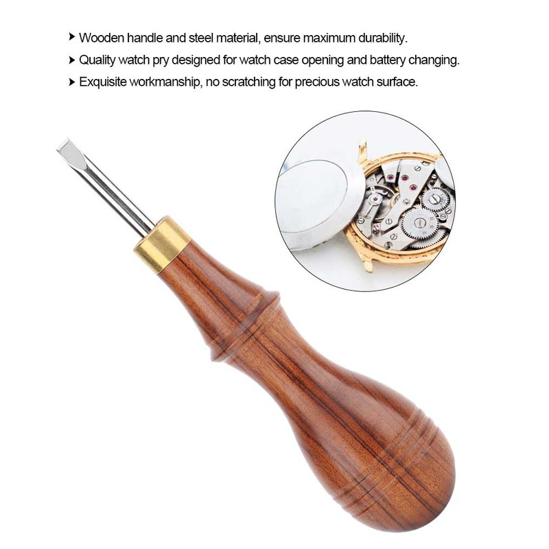 Wooden Handle Steel Watch Pry Watch Repairing Tool Watch Case