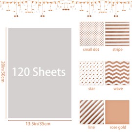 Offizon 120 Sheets of Rose Gold Wrapping Tissue Paper, 13.5x20 Inches Gift Wrapping Paper, Colorful DIY Tissue Paper (35x50cm)