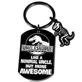 AOBIURV Uncle Fathers Day Uncle Gifts From Niece Nephew Best Uncle Gift Funny Keychain Gifts For Uncle Christmas Birthday Gift For Uncle Uncle Announcement New Uncle Unclesaurus Keyring Necklace