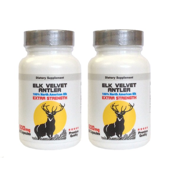 Canadian Elk Velvet Antler 500mg ( 2 Bottle, 120 Capsules)