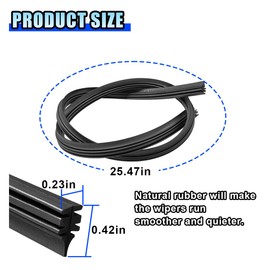 4PCS Car Windshield Wiper Blade Refills, 25.47" DIY Adjustable Size Boneless Insert Rubber Strip, Universal Frameless Window Wiper Silicone Strip Replacement for Cars, SUVs, Trucks