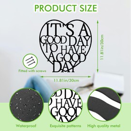 IT'S A GOOD DAY TO HAVE A GOOD DAY Metal Wall Art, Motivational Metal Sign, Inspirational Quote Wall Decor for Living Room, Bedroom, Office, Positive Metal Room Decor, Gift for Home (Black)