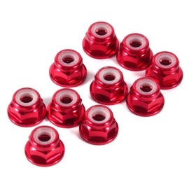 Self Locking Hex Nuts Pack of 10 Red M3 Nuts, M3 Red Nut M3 Nut CNC Aluminium Flange Nylon Lock Nut Self-Locking Metal Nuts Dark Red
