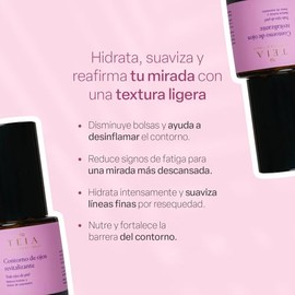 TEIA COSMETICOS Contorno de Ojos Revitalizante, Fórmula 99.1% Natural con Pepino, Aguacate y Rosa Mosqueta, Hidrata y Suaviza, Reduce Bolsas y Líneas 