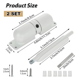 Oungy 2 PCS Automatic Door Closer Safety Spring Door Closer 4-1/2 Inch Door Closer Auto Adjustable Closing Door Hinge Easy to Install to Convert Hinged Doors to Self-Closing, White