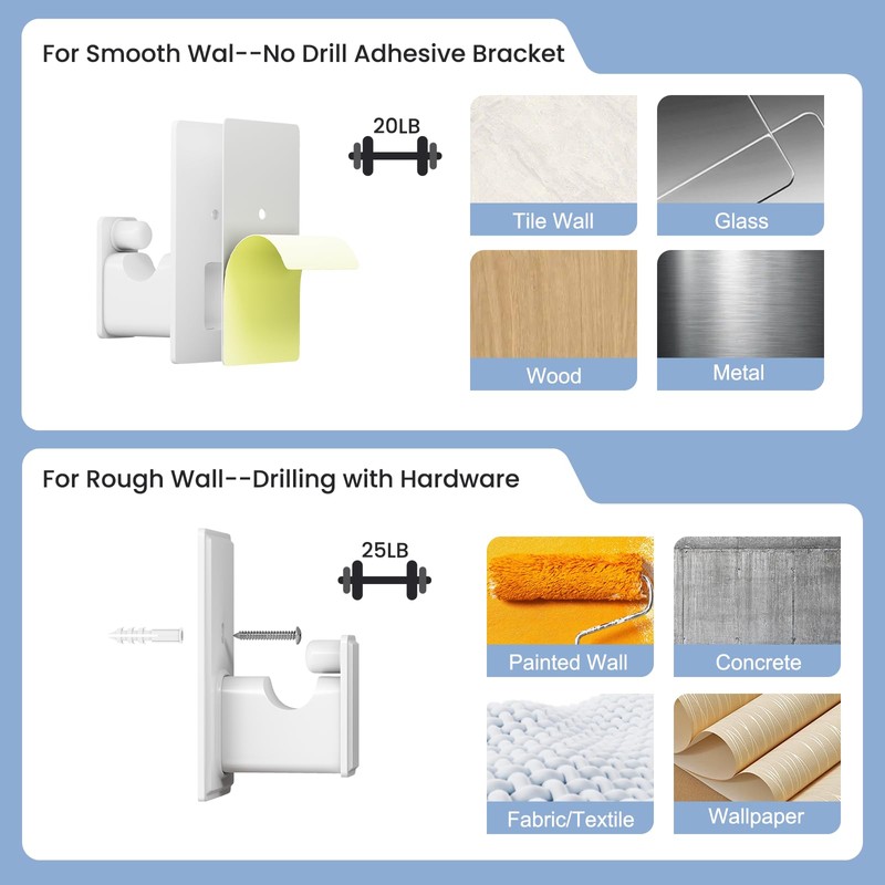 TKZTKZ No Drill Curtain Rod Brackets:Self Adhesive Curtain Rod Holders