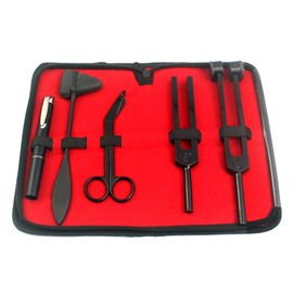 OdontoMed2011 Limited Edition - Full Black - Set of 5 pcs Reflex Percussion Taylor Hammer + Penlight + Tuning Fork C 128 C 512 + Bandage Scissors 5.5"