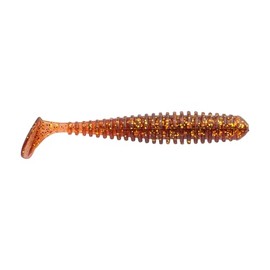 Berkley PowerBait Saltwater Power Swimmer Fishing Bait, Root Beer Gold, 4.3in, Irresistible Scent and Flavor, Large Thumping Paddletail Action, Ideal for Bass, Musky, Panfish and More