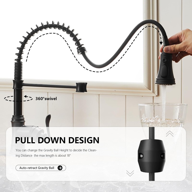 BWE Kitchen Sink Faucet with Deck Plate Single Handle Lever