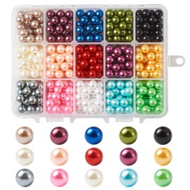 Craftdady 495pcs 8mm Satin Shiny 15 Colors Acrylic Round Beads No Hole for Vase Filler Table Scatter Wedding Party Home Decoration
