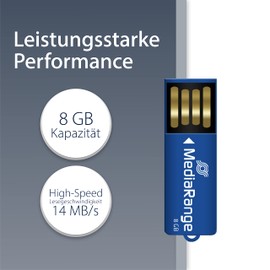 MediaRange MR975 USB Nano Stick 8GB/Paper Clip Office Clip Leather Blue