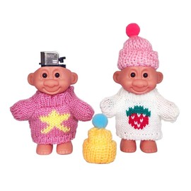 HUMWE 2 Pack Cute Troll Dolls Lighter Case Silicone Funny Mini Dolls Lighter Sleeve with Sweater &Hat for 3.2in Regular Lighter (Lighter not Included) (Pink & White)