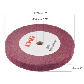 sourcing map 200mm x 25mm 320 Grit Non-Woven Polishing Burnishing Wheel Nylon Wire Drawing Abrasive Flap Wheel for Stainless Steel Copper Red