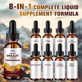 Shilajit for Men & Women, Pure Himalayan Shilajit Energy & Immunity Supplements Liquid Drop/Drink Rich in Ashwagandha, 85+ Trace Minerals & Fulvic Acid, Pineapple (4 Fl Oz)