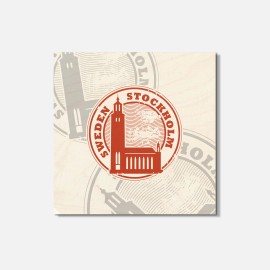 Unbranded Stockholm Sweden Grunge Travel 4'' X 4'' Square Wooden Coaster