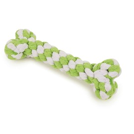 MPP Small Dog Rope Dental Toys Braided Soft 6 inch Blue Ring or 8 inch Green Bone (Green Rope Bone)