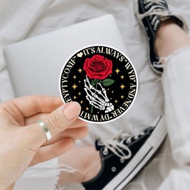 (3pcs) Its Always WYD and Never DYWMTCOAEYPTYCOMF Sticker, Skeleton Hand Rose Book Stickers, Never Send Roses Sleep Token Sticker- Vinyl Stickers 3'' for Laptop Water Bottle Phone Car Window Helmet