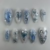 24Pcs Y2k Almond Fake Nail Medium Press on Nails with